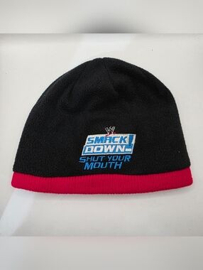 WWE SmackDown Shut Your Mouth Promotional Beanie Hat Black Red One Size OSFA